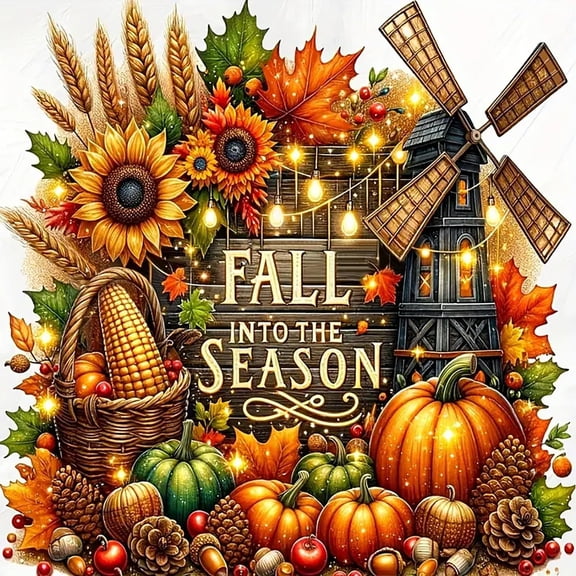 Pumpkin Sunflower Leaf Diamond Art Kits for Adults, 5D Fall Diamond Painting Kits for Adults Beginners, DIY Full Round Drill Diamond Dot Painting Gem Art Kits for Home Decor 12 x12 Inch