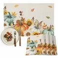thumbnail image 1 of Pumpkin Sunflower Placemats Set of 8 Thanksgiving Fall Leaves Heat Insulated Linen Place Mats, Washable Stain-Proof Table Mats for Dining Tables Holiday Decor 13x19inch, 1 of 9
