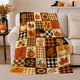 thumbnail image 1 of Pumpkin Sunflower and Plaid Harvest Patchwork, Rustic Farmhouse Style for Fall Lovers, Thanksgiving Gift, Cozy Flannel Blanket for Bedroom and Living Room, Home Decor, 1 of 9
