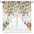 thumbnail image 1 of Pumpkin Swag&nbsp;Curtains Fall Leaves Autumn Plant Colorful Pastoral Kitchen Swag Valance Rod Pocket Curtain Valances Scalloped Window Treatment/Drapes for Living Room Bedroom, Each 36"W x 36"L, 1 of 8