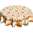 thumbnail image 1 of Pumpkin Table Cloth Fall Tablecloth 60 inch Maple Leaf Round Tablecloth for Kitchen Dining Circular Table Orange Buffalo Plaid, 1 of 6