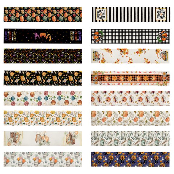 Pumpkin Table Runner 12 x 71 in Linen Waterproof Oil Resistant Fall Thanksgiving Harvest Decor, Cream