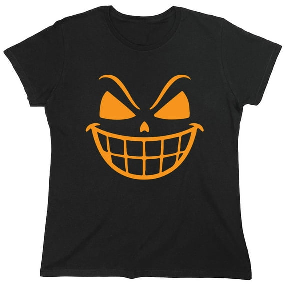 Pumpkin Teeth Sarcastic Humor Novelty Funny Women's Casual Tees