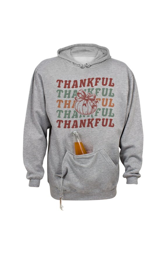Pumpkin Thankful Beer Holder Tailgate Hoodie Sweatshirt Unisex Medium Oxford