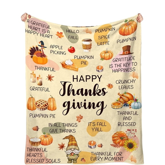 Pumpkin Thanksgiving Blanket, Fall Plaid Cozy Throw, Aesthetic Autumn Decor, Maple Leaf Seasonal Gift