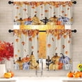 thumbnail image 1 of Pumpkin Thanksgiving Fall Kitchen Window Curtains Valance and Tier Set 36 Inch, Autumn Vintage Orange Maple Leaf 3 Piece Window Treatment Tiers for Living Room Bedroom Kitchen Decor Drapes, 1 of 6