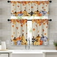 thumbnail image 1 of Pumpkin Thanksgiving Fall Kitchen Window Curtains Valance and Tier Set 36 Inch, Autumn Vintage Orange Maple Leaf 3 Piece Window Treatment Tiers for Living Room Bedroom Kitchen Decor Drapes, 1 of 6