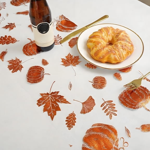 Pumpkin Thin Mesh Table Runner for Fall Thanksgiving,Orange Pumpkins Fall Leaves Gauze Table Runners,Seasonal Autumn Kitchen Dining Table Decoration for Home Party Decor