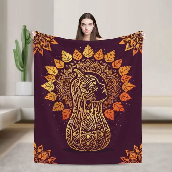 Pumpkin Throw Blanket Fall Harvest Theme, Thanksgiving Decor Blanket Gift for Women Men, Soft Flannel Throw for Couch Sofa 50x40