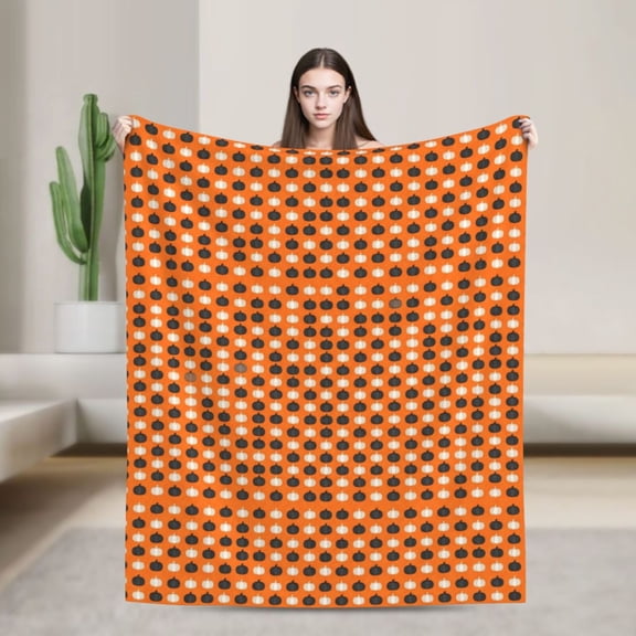 Pumpkin Throw Blanket, Halloween Pumpkin Pattern Blanket for Fall Lovers, Holiday Gift for Women Men 50x40
