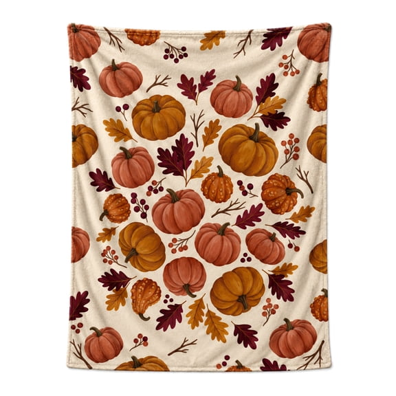 Pumpkin Throw Blanket, Orange Thanksgiving Fall Pumpkin Blanket, Flannel Soft Warm Cozy Blanket for Sofa and Chair 50x40