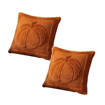 Pumpkin Throw Pillow Covers 20*20, Set of 2 Coffee Cute Fall Halloween Pillow Cases for Sofa,Autumn Decor Soft Cushion Covers for Living Room Bedroom