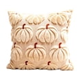 thumbnail image 1 of Fall Pumpkin Throw Pillow Cover, Cream Textured Decorative Cushion with Brown Stem, Fall Thanksgiving Sofa and Bed Accent, 19.69 x 19.69 inches, 1 of 7