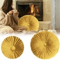 thumbnail image 1 of Pumpkin Throw Pillow Velvet Round Pillow Decorative Pleated Cushion with Center Button,13.7” Soft Floor Pillow for Sofa Couch Bed Vanity Chair Living Room Halloween Decoration(C), 1 of 9