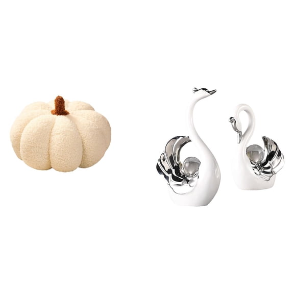 Pumpkin Throw Pillows Swan Statue Ceramic Craft Plush Material Living Room Bedroom Sofa Centerpiece Decor