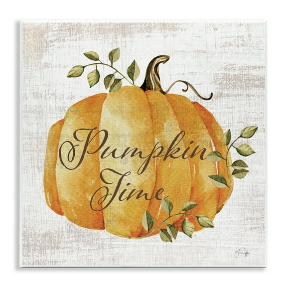 Stupell Industries Pumpkin Time over Rustic Wall Plaque Art, design by Yass Naffas Designs, 12 x 12