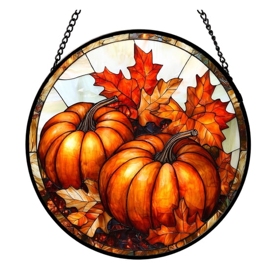 Pumpkin Tree Acrylic Suncatcher | Stained Glass Effect Window/Car Ornament, Indoor/Outdoor Decor A