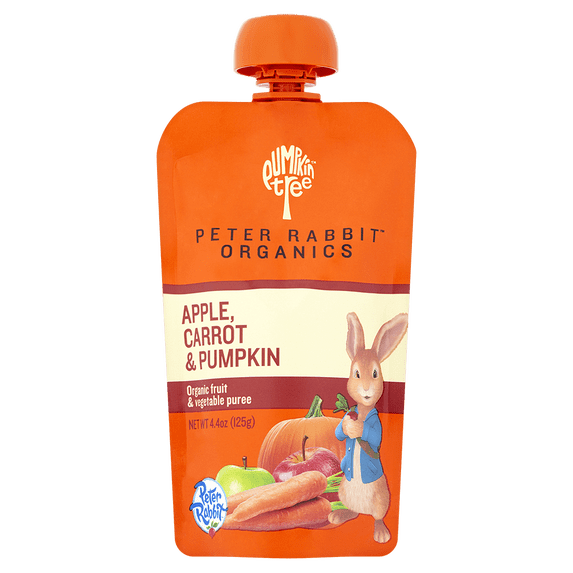 Pumpkin Tree Peter Rabbit Organics Apple, Carrot and Pumpkin Snack, 4.4 oz, 10 Pack