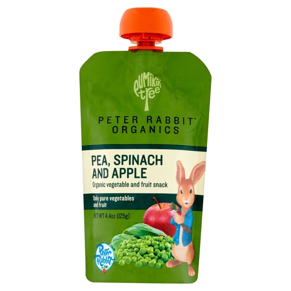 Pumpkin Tree Peter Rabbit Organics Pea, Spinach and Apple Snack, 4.4 oz, 10 pack