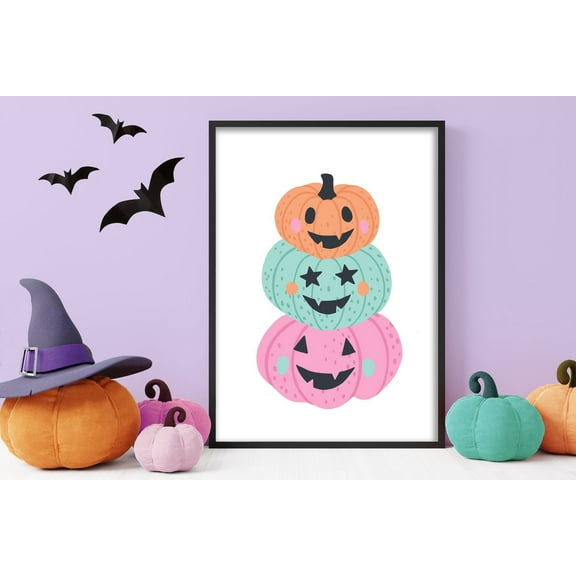 Pumpkin Trio - Pastel Home Decor, Autumn Print, Gallery Wall Art Wall Art, Modern Wall Decor, 8x12 UNFRAMED