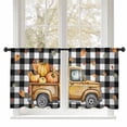 thumbnail image 1 of Pumpkin Truck Sheer Curtains 45 inches Long, Fall Maple Leaf Black Plaid Thanksgiving Light Filtering Sheer Window Curtains Rod Pocket Voile Drapes for Bedroom Living Room, 52"W x 45"L 2 Panels, 1 of 7