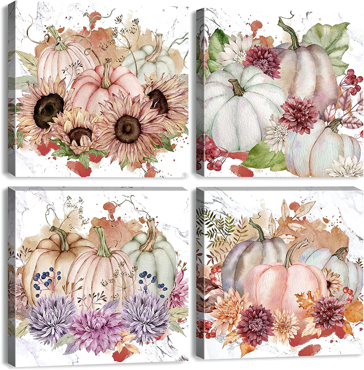 Pumpkin Wall Art Dining Room Fall Farm Harvest Canvas Pictures for ...