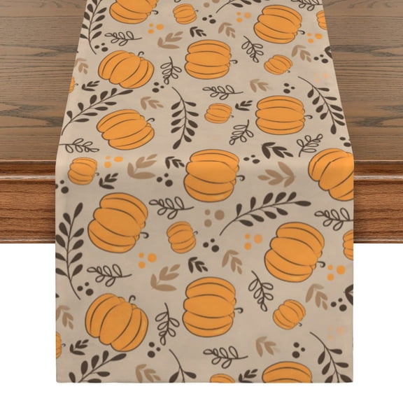 Pumpkin Wheat | Thanksgiving Table Runner 48" x 13"  100% Polyester, Rustic Fall Harvest Dining Decor, Machine Washable Holiday Table Decoration