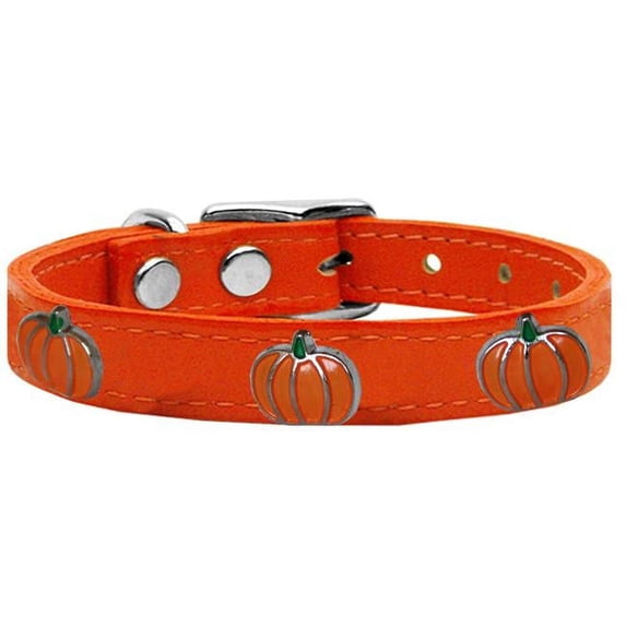 Pumpkin Widget Genuine Leather Dog Collar Orange 12