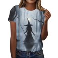 thumbnail image 1 of Pumpkin Witch Cute Graphic T-Shirt for Women Crew Neck Short Sleeve Loose Casual Tops Fall Tees Multicolor M, 1 of 7