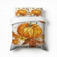 thumbnail image 1 of Pumpkin With Leaves Sunflower Watercolor Bedding Set 3 Pcs Soft Microfiber Quilt Cover For Bedroom Decor, Comforter Cover With 2 Pillowcase, 1 of 5