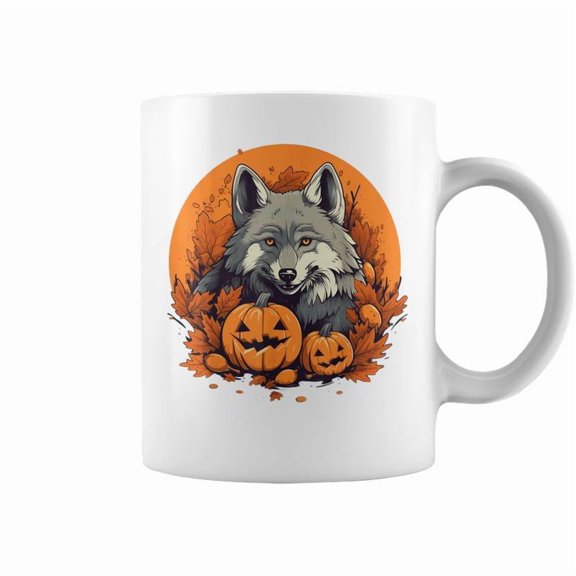 Pumpkin Wolf Costume On Wolf Halloween Coffee Mugs
