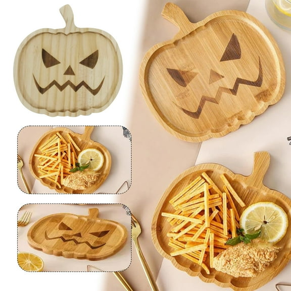 Pumpkin Wooden Serving Board - Halloween & Thanksgiving Charcuterie Platter, Decorative Bamboo Cheese Tray for Snacks, Desserts & Entertaining, Ideal for Fall & Holiday Parties
