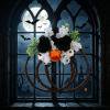 Pumpkin Wreath with Hand-Woven Vines and Floral Accents, Wall Hanging Decor for Vintage Look, Weather-Resistant, Eye-Catching for Entry Doors, Shop Windows, and Party Backdrops.