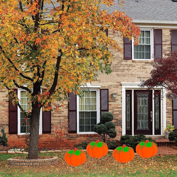 Pumpkin Yard Signs, Party Decor, Thanksgiving, 4 Pieces