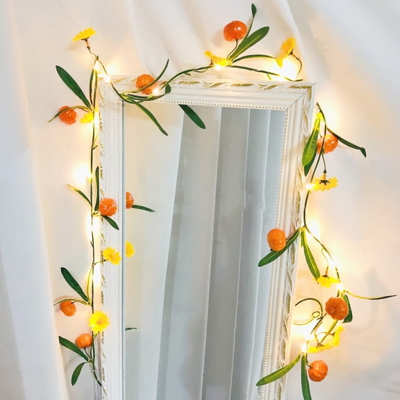 Pumpkin Yellow Flower Vine String Lights, 6.56ft 20 LEDs Artificial Silk Small Sunflower Vines with 10 Pumpkins Battery Powered Garland String Lights for Fall Thanksgiving Halloween Party Wedding Dec
