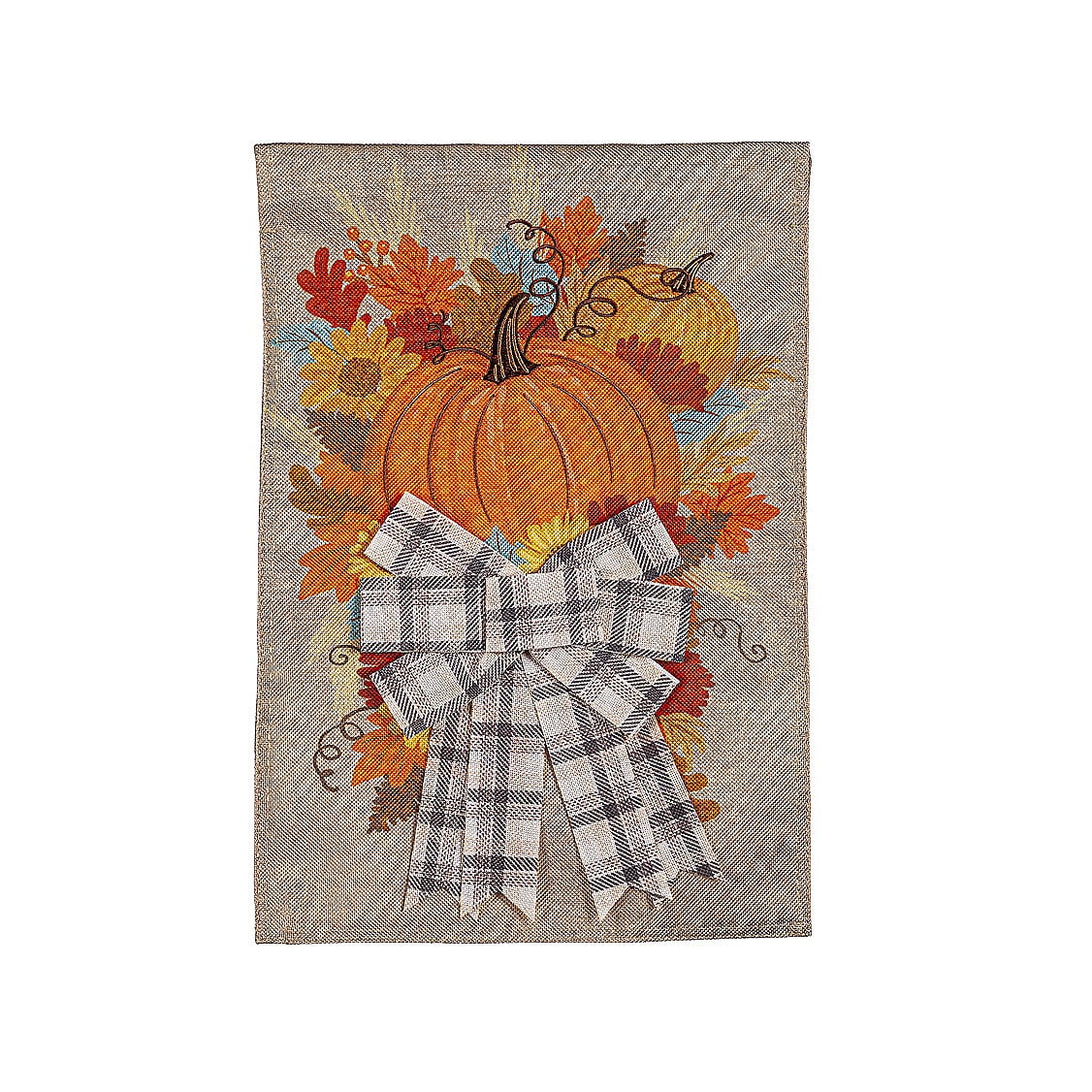 Rustic Fall Pumpkin and Bow Burlap Garden Flag