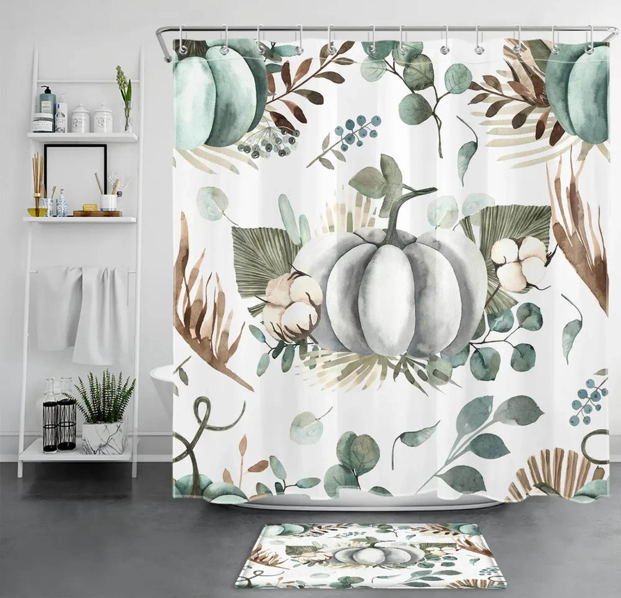 Pumpkin and Eucalyptus Fall Shower Curtain: Refresh Your Bathroom Decor ...