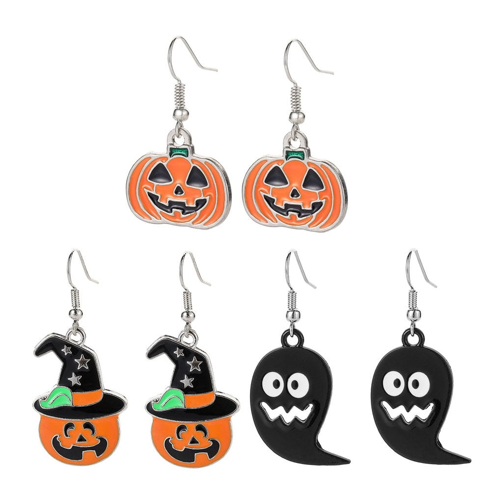 Pumpkin halloween earrings 3 Pairs in 1 Set Halloween Ghost Pumpkin ...