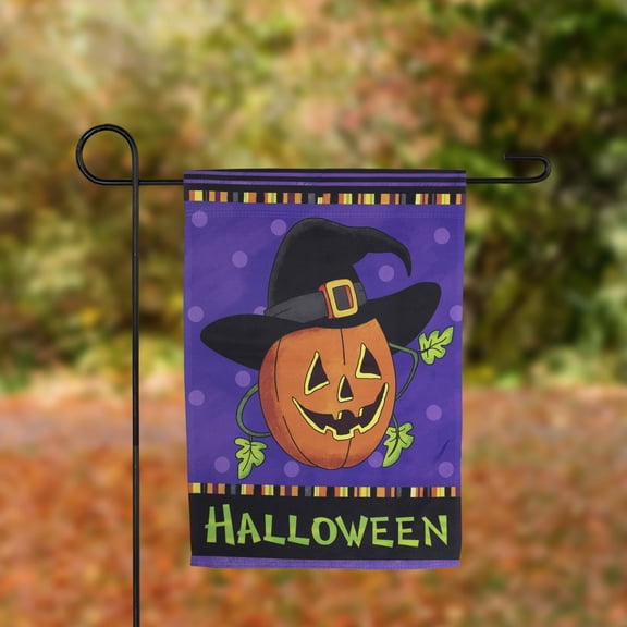 Pumpkin in a Witch Hat Outdoor Garden Flag 12.5" x 18"