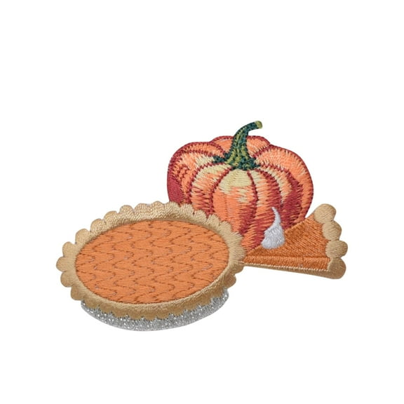 Pumpkin with Pie - Thanksgiving/Food - Iron on Applique/Embroidered Patch