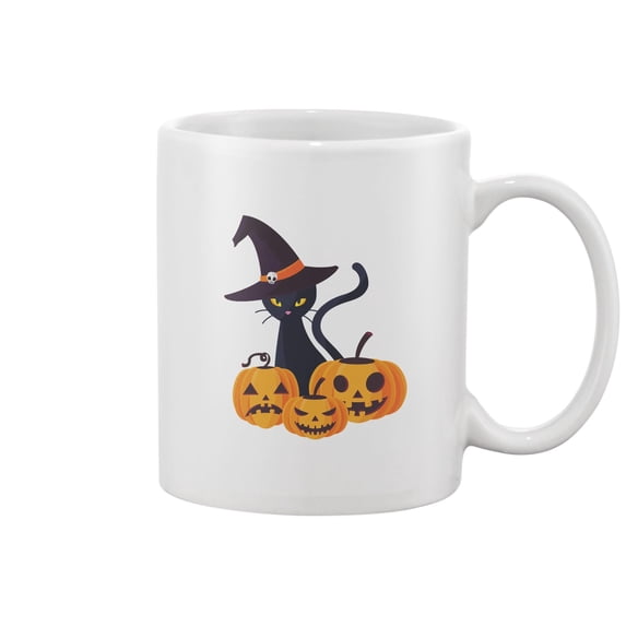 Pumpkins And A Black Cat Mug -Image by Shutterstock