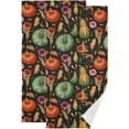 thumbnail image 1 of Pumpkins Autumn Leaves Hand Towels for Bathroom, Fall Colorful Flower Kitchen Towel 2 PCS Ultra Soft and Highly Absorbent Decorative Fingertip Face Bath Towels for Spa & Hotel, 28.3"x 14.4", 1 of 5