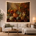 thumbnail image 1 of Pumpkins and Berries on a Muted Brownish-Gold Background, Nostalgic Rustic for Autumn Decor Lovers, Still Life Wall Art, Thanksgiving Gift, Tapestry Wall Hanging for Living Room and Bedroom, 1 of 7
