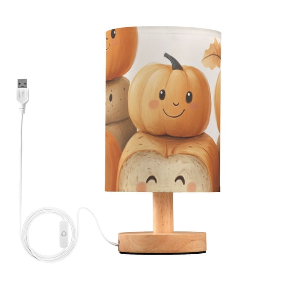 Pumpkins Breads Leaves Table Lamp with USB Port LED Warm Light Lamp Night Light Home Decor