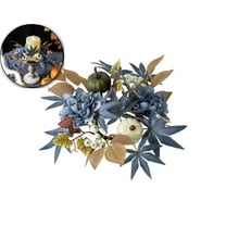 Pumpkins Candle Rings Wreaths Fall Candle Rings Thanksgiving Day Ring Holder with Maple Leaves Wreath Mini Autumn Artificial for Wedding, Door Tabletop Decoration