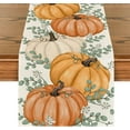 thumbnail image 1 of Pumpkins Eucalyptus Leaves Fall Table Runner, Autumn Thanksgiving Kitchen Dining Table Decoration for Home Party Decor 13x72 Inch, 1 of 6