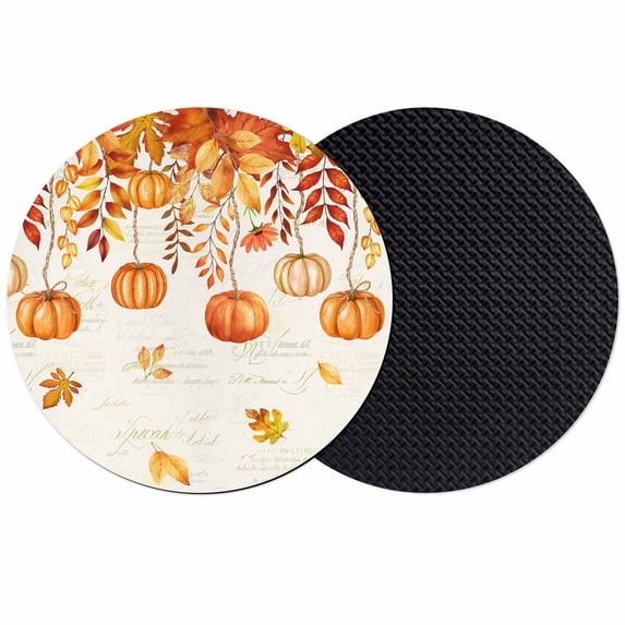Pumpkins Fall Coasters Set of 2, Absorbent Coasters for Drinks, Thanksgiving Orange Maple Leaf Coaster for Desk Coffee Table Protection, Home Decor House Warming Gifts 4"