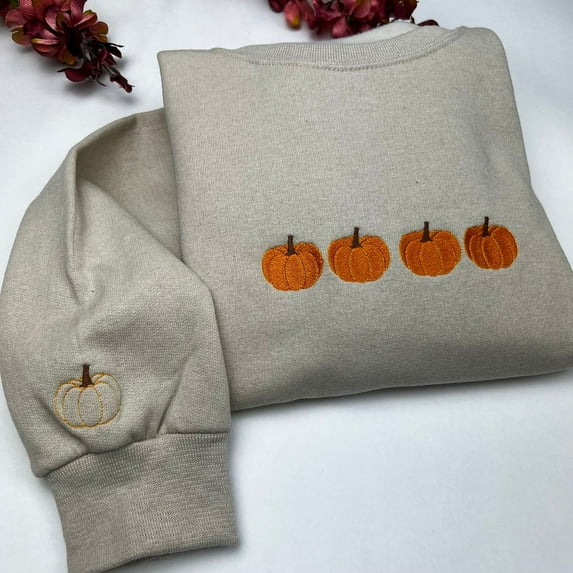Pumpkins Fall Embroidered Sweatshirt