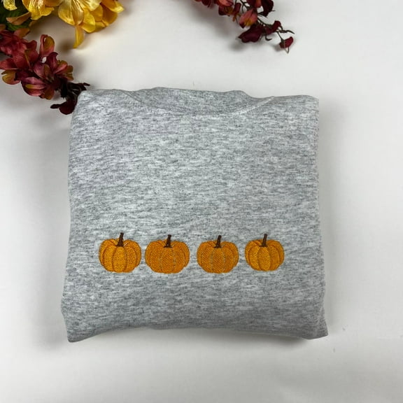 Pumpkins Fall Embroidered Sweatshirt