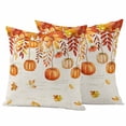 thumbnail image 1 of Pumpkins Fall Outdoor Waterproof Pillow Covers, Thanksgiving Orange Maple Leaf Decorative Square Throw Pillowcase Sofa Cushion Sham for Patio/Couch/Chair, 26"x26" 2 Pack, 1 of 8